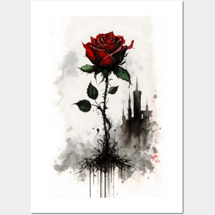 Red Goth Gothic Red Rose Dark Romance Posters and Art